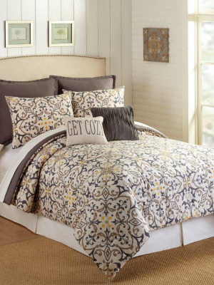 Presidio Square 7pc Madrid Comforter & Sham Set Ivory/blue