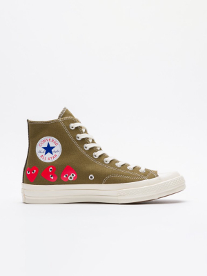 Chuck 70 Hi Cdg Play Multi Heart In Fir Green