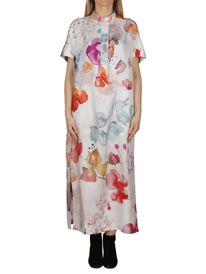 Agnona Watercolour Floral Printed Midi Dress