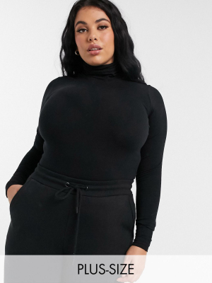 Collusion Plus Roll Neck Top In Black