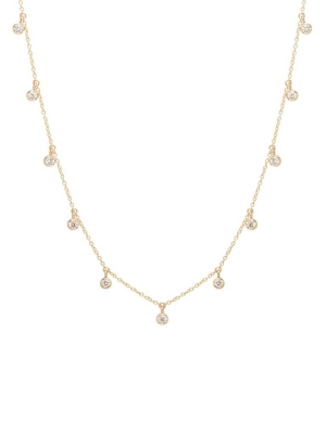 14k Large 11 Dangling Diamond Choker Necklace