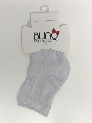 Blinq Ribbed Glitter Ankle Sock - Silver