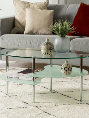 Glass Oval Living Room Metal Coffee Table - Saracina Home