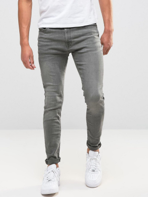 Jack & Jones Intelligence Liam Skinny Fit Jeans In Washed Gray