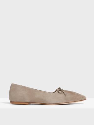 Pleated Ballet Flat In Suede