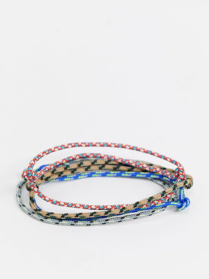 Asos Design Skinny 2mm Cord Bracelet Pack In Multi Color