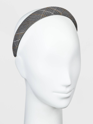 Plaid Puff Headband - A New Day™ Gray