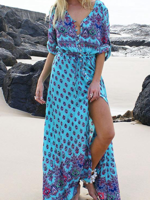 Boho Style Printed Maxi Dress