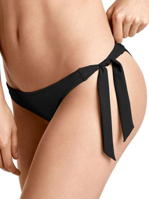 Solid Scrunch Tie Side Cheeky Brazilian Bikini Bottom