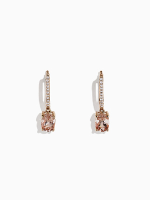 Effy Blush 14k Rose Gold Morganite And Diamond Earrings, 1.49 Tcw