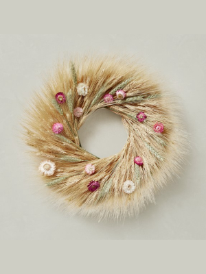 Wheat & Strawflower Wreath, 20"