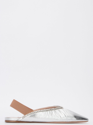 Miu Miu Crystal Embellished Slingback Flats