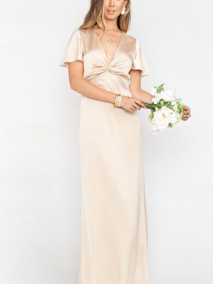 Rome Twist Gown ~ Champagne Luxe Satin