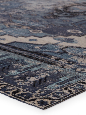 Cicero Indoor/outdoor Medallion Rug In Blue & Gray