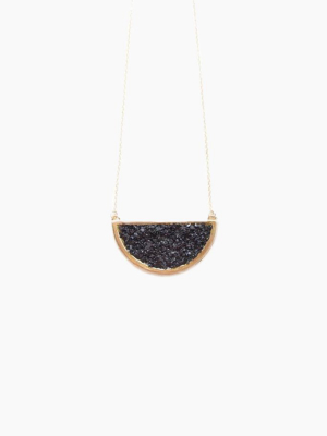 Epoch Crescent Half Moon Pendant Necklace - Black Jet