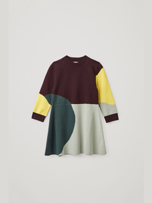 Cotton-wool Mix Colour Block Dress