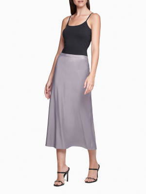 Solid A-line Midi Skirt