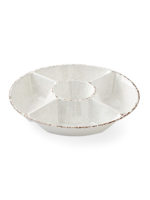 Rustic Outdoor Melamine Chip And Dip Bowl, White