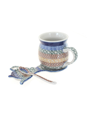 Blue Rose Polish Pottery Athena Mug & Saucer Gift Set