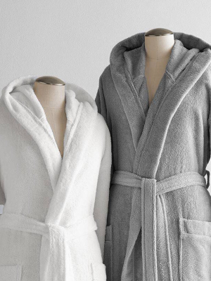 Turkish Terry Hood Bath Robe Steel - Cassadecor