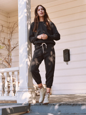 The Swiss Dot Cropped Sweatpant. -- Almost Black