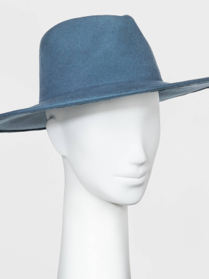 Women's Wide Brim Felt Fedora Hat - Universal Thread™ Blue One Size