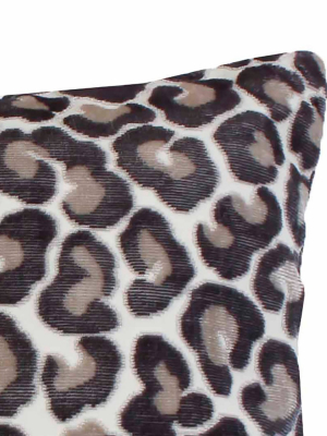 22"x22" Chester Cheetah Cut Velvet Square Throw Pillow Brown - Décor Therapy