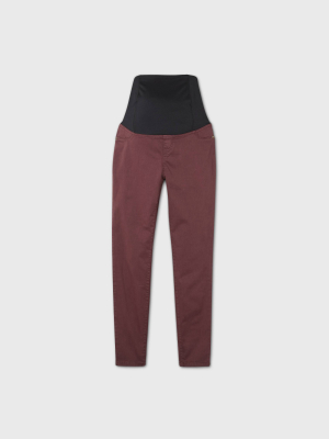 Maternity Crossover Panel Skinny Jeans - Isabel Maternity By Ingrid & Isabel™ Burgundy