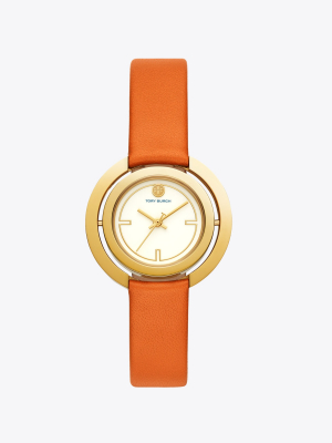 Grier Watch, Orange Leather/gold Tone/ivory, 26 Mm