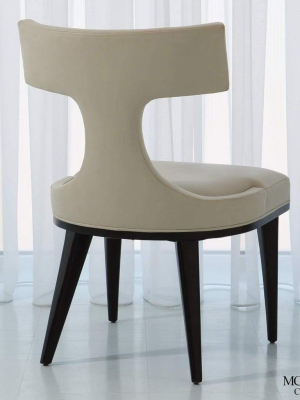 Global Views Anvil Back Ivory Leather Dining Chair