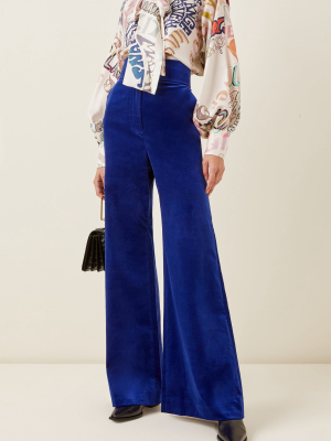 Ladybeetle Cotton Velvet Flared-leg Trousers