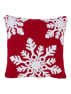 Snowflake Square Throw Pillow Red - Saro Lifestyle