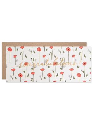 Hartland Brooklyn Congratulations Red Poppies With Copper Foil