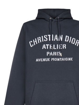 Dior Homme Logo Print Oversized Hooded Sweatshirt