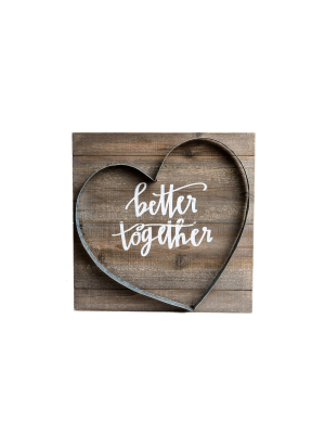 16"x16" Better Together Metal And Wood Plank Wall Art Brown - Patton Wall Decor