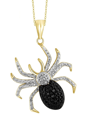 120 Ct. T.w. Round-cut Black And White Diamond Pave Set Spider Pendant (18")