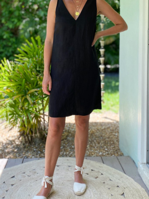 Tie Shoulder Mod Dress - Black