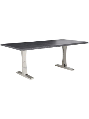 Toulouse Dining Table, Oxidized Grey/polished Stainless Base