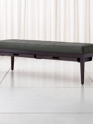 Nash Leather Large Tufted Bench With Tray