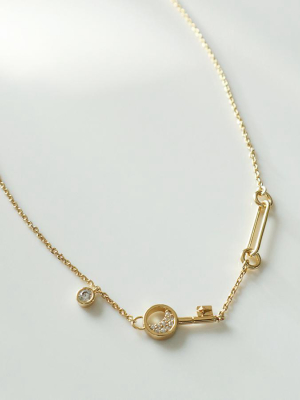 Crescent Key Gold Necklace