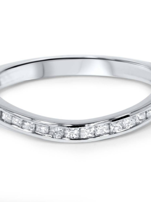 Pompeii3 1/4ct Princess Cut Diamond Curved Guard Wedding Ring Enhancer 14k White Gold