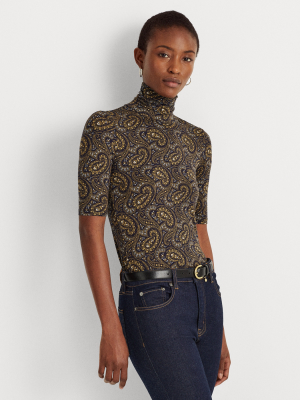 Paisley Stretch Jersey Turtleneck