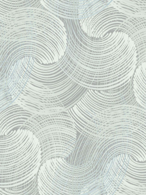 Karson Swirling Geometric Wallpaper In Teal From The Scott Living Collection By Brewster Home Fashions