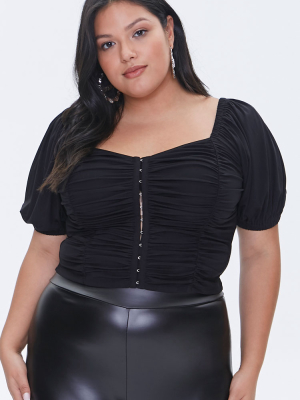 Plus Size Hook-and-eye Crop Top