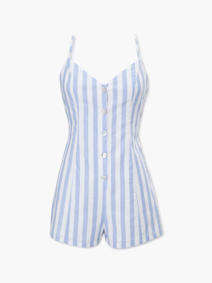 Striped Linen-blend Romper