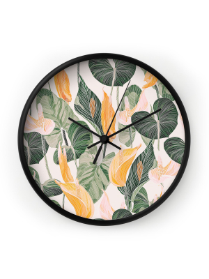 Gale Switzer Lush Lily Autumn Wall Clock - Deny Designs