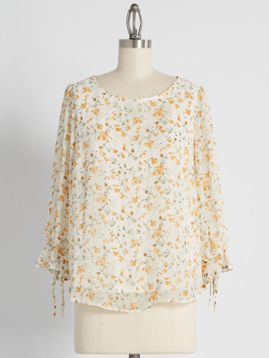 Sun-kissed Petals Long Sleeve Blouse