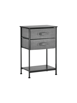 Mdesign Nightstand / End Table Storage Tower With 2 Drawers, Shelf