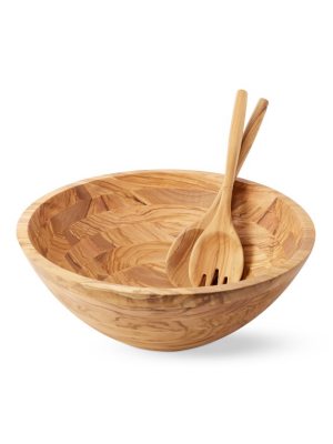 Olivewood Salad Servers & Bowl