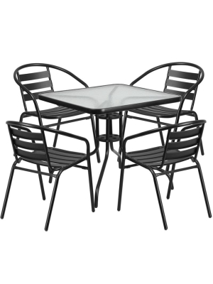 Noelle Black Aluminum Square Table 5 Piece Indoor/outdoor Set
